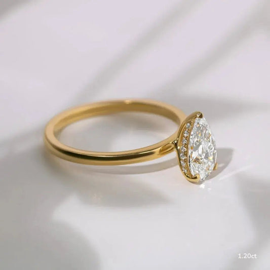 The Nivra - 1.00ct Pear Hidden Halo - CEYLON BRILLIANCE CO.